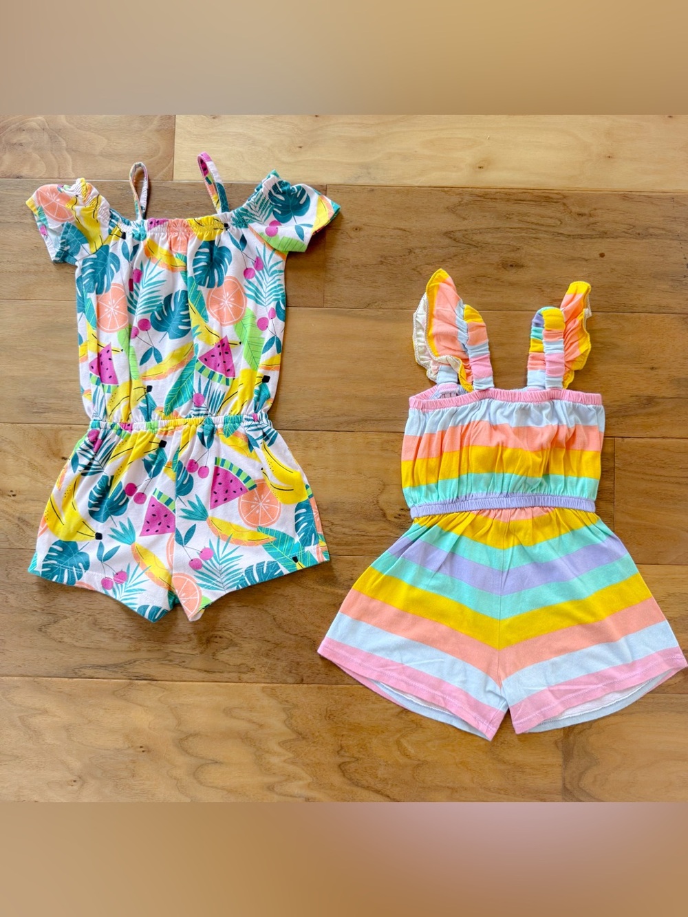 Two Toddler Girl Rompers, Cold Shoulder & Sleeveless Rompers 3T Great Condition!